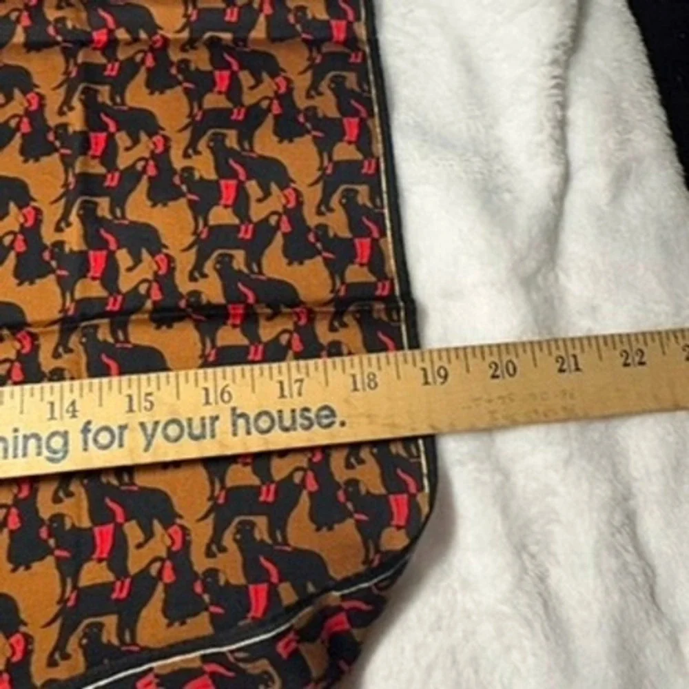 Vtg BURBERRY Scarf Handkerchief Dog Motif Tan Black Red 19